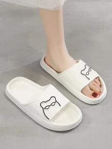 Women Cartoon Bear Slides, Plastic Fashion Slides,Beach Outfits,Slippers Women - White - View 4