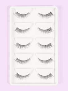 MAGEFY 5 Pairs Of Natural Full False Eyelashes With Clear Stem,Fluffy Slim For Everyday Use Manga Eyelashes, Travel Essentials