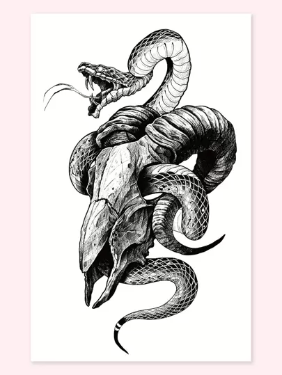 1張蛇印花紋身貼紙