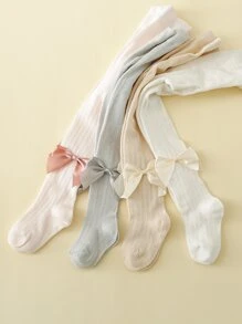 4 件裝女嬰網狀絲襪帶蝴蝶結細節適合夏季戶外活動 - 彩色 - 查看 2