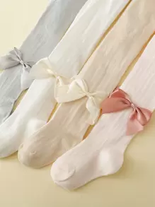 4 件裝女嬰網狀絲襪帶蝴蝶結細節適合夏季戶外活動 - 彩色 - 查看 4