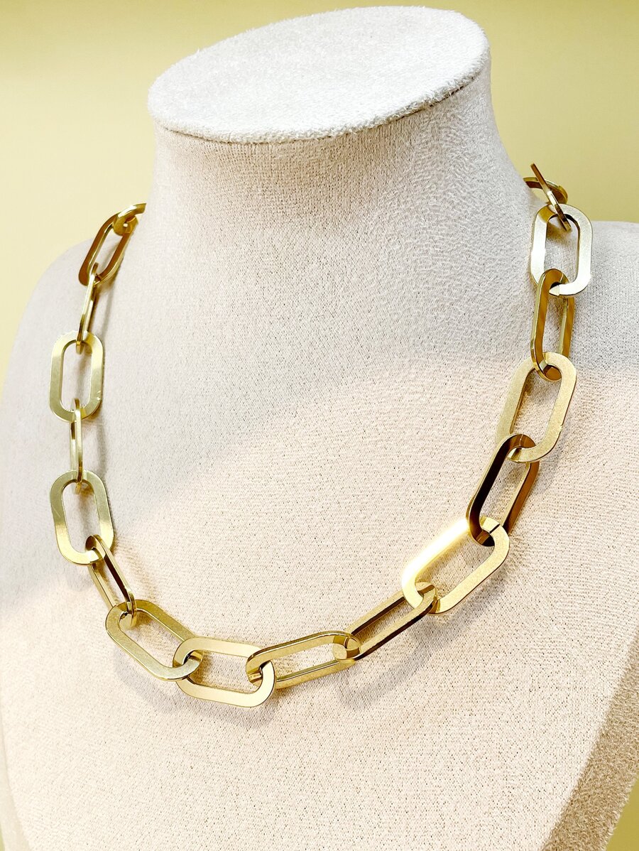 Mazuer 1 Vòng cổ liên kết chuỗi bãi biển mùa hè phóng đại hợp thời trang màu vàng, để đeo hàng ngày, lễ hội, tiệc tùng và kỳ nghỉ, món quà lý tưởng - Vàng - Xem 1