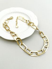 Mazuer 1 Vòng cổ liên kết chuỗi bãi biển mùa hè phóng đại hợp thời trang màu vàng, để đeo hàng ngày, lễ hội, tiệc tùng và kỳ nghỉ, món quà lý tưởng - Vàng - Xem 2