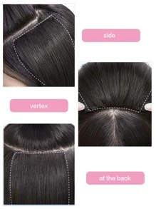 Wig Piece To Increase Hair Volume High Cranial Top Head Of Hair Filler Real Hair Pad Hair Piece Female Both Sides Thickening Pad Hair Root Fluffy Gods - Black - View 3