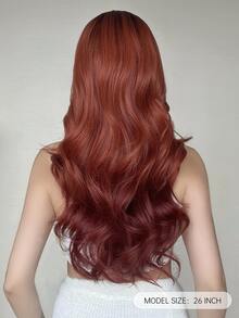 HAIRCUBE Peluca rizada de 26 pulgadas de largo, pelucas onduladas de color marrón rojizo natural para mujeres, peluca sintética de rayita natural - Multicolor - Ver 2