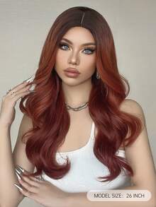 HAIRCUBE Peluca rizada de 26 pulgadas de largo, pelucas onduladas de color marrón rojizo natural para mujeres, peluca sintética de rayita natural - Multicolor - Ver 3