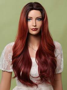 HAIRCUBE Peluca rizada de 26 pulgadas de largo, pelucas onduladas de color marrón rojizo natural para mujeres, peluca sintética de rayita natural - Multicolor - Ver 8