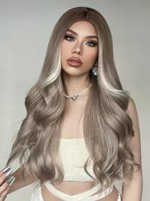 HAIRCUBE 28 Inch Golden Brown Wigs for Women Middle Part Synthetic Wig Natural Curly Wig for Dating Party - Multicolor - View 7