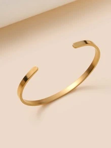 简约实心手镯 - 金黃色 - 查看 2
