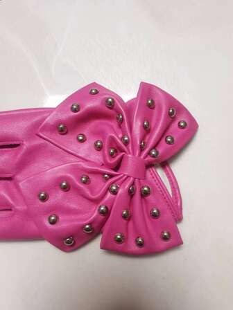 Cute 1pair Women Bow Decor Fashion Fingerless Gloves, For Party Halloween