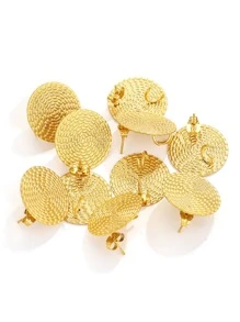 10 cái / bộ đế bông tai tròn DIY - Vàng - Xem 1