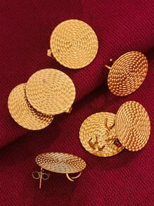 10 cái / bộ đế bông tai tròn DIY - Vàng - Xem 2