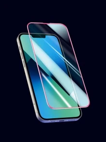 1 件粉色气垫夜光钢化玻璃屏幕保护膜，适用于 X/XR/13/14Pro/15/15PROMAX/16/16Pro/16Promax/16Plus - 粉色 - 查看 2