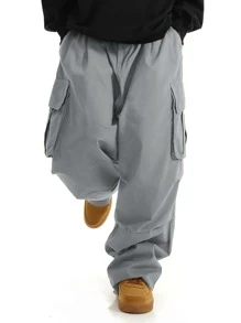 Manfinity EMRG Pantalon Cargo Pour Homme Avec Poche À Rabat Et Cordon De Serrage À Taille Oversize