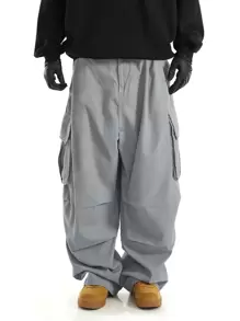 Manfinity EMRG Pantalon Cargo Pour Homme Avec Poche À Rabat Et Cordon De Serrage À Taille Oversize