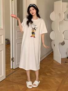 DAZY Váy ngủ & áo ngủ Nữ Chia Hoạt hình Slogan Dễ thương - trắng - Xem 3