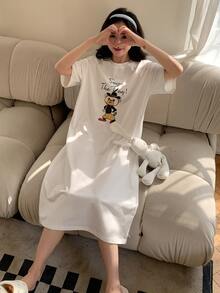 DAZY Váy ngủ & áo ngủ Nữ Chia Hoạt hình Slogan Dễ thương - trắng - Xem 5