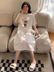 DAZY Váy ngủ & áo ngủ Nữ Chia Hoạt hình Slogan Dễ thương - trắng - Xem 7