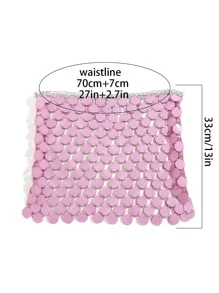 Disc Decor Waist Skirt - Pink - View 5