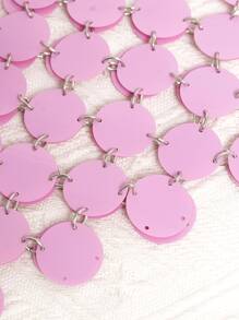Disc Decor Waist Skirt - Pink - View 6