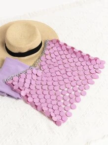 Disc Decor Waist Skirt - Pink - View 8