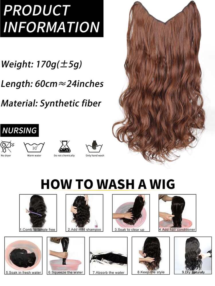 Extensión del pelo largo rizado sintético - Light Brown - Añade 4