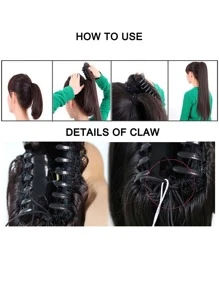 Claw Clip Long Straight Ponytail Synthetic Hair Extension - Brown - View 8