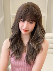HAIRCUBE 24 Inch Brown Blond Highlights Wig Hair Curly Wig With Bangs Korean Elegant Synthetic Wig - Piano Color - View 4