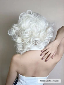 1pc 13 X 3 Inch Lace Front Short Curly Synthetic Wig & 1pc Wig Cap - Gold - View 2