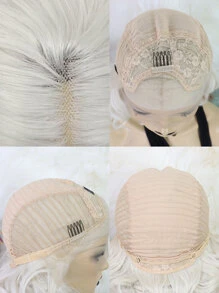 1pc 13 X 3 Inch Lace Front Short Curly Synthetic Wig & 1pc Wig Cap - Gold - View 10