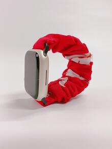 兔子印花大腸髮圈錶帶適用於Apple Watch - 彩色 - 查看 1