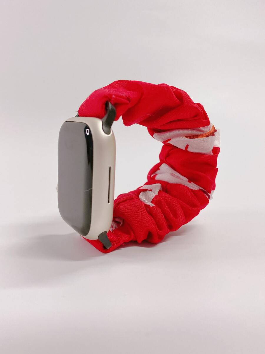 兔子印花大腸髮圈錶帶適用於Apple Watch - 彩色 - 查看 1
