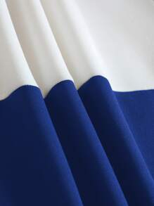 SHEIN EZwear Quần áo thể thao nữ Dây kéo Lá thư Khối Màu Giải trí - Xanh và trắng - Xem 5