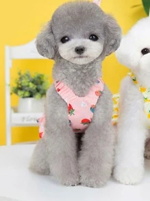 1 dây nịt thú cưng in hình dâu tây & 1 dây xích cho chó mèo ngoài trời - Hồng - Xem 6