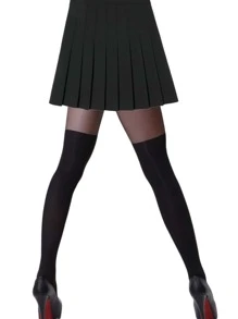 1pair Minimalist Mesh Tights - Black - View 2