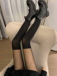 1pair Minimalist Mesh Tights - Black - View 4