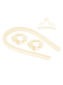 4 piezas Mujer unicolor fruncido moda Accesorio de pelo para Decoración - Beis - Ver 2