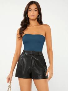 SHEIN BASICS SHEIN Top Sem Mangas Feminino - Azul Empoeirado - Visão 4