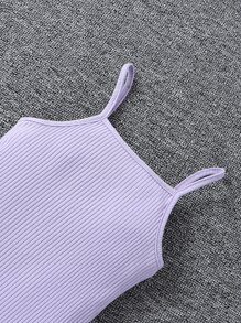 小女童貼花木耳邊網紗上衣和吊帶連衣裙 - 紫色 - 查看 8