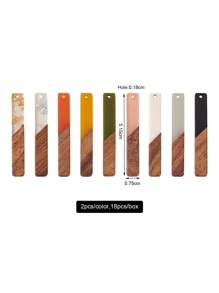 18 Chiếc Nhựa Gỗ Óc Chó Mặt Dây Hình Chữ Nhật Hai Tông Màu Hỗn Hợp Cho Tự Làm Bông Tai Vòng Cổ Trang Sức Hạt Charm - Nhiều màu - Xem 4