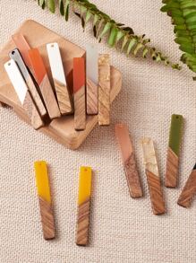 18 Chiếc Nhựa Gỗ Óc Chó Mặt Dây Hình Chữ Nhật Hai Tông Màu Hỗn Hợp Cho Tự Làm Bông Tai Vòng Cổ Trang Sức Hạt Charm - Nhiều màu - Xem 7