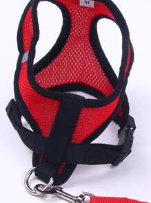 1pc Mesh Pet Harness & 1pc Leash - Red - View 3