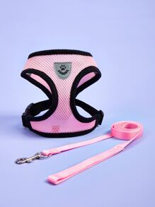 1pc Mesh Pet Harness & 1pc Leash - Pink - View 2