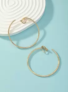 2入組/套時尚極簡耳夾適合女士適用於日常生活 - 金黃色 - 查看 5