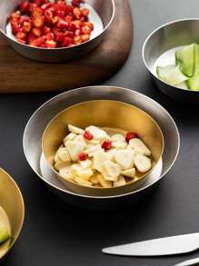 1 件金色不锈钢调味盘/餐盘学校用品、圣诞礼物 - 金色 - 查看 2