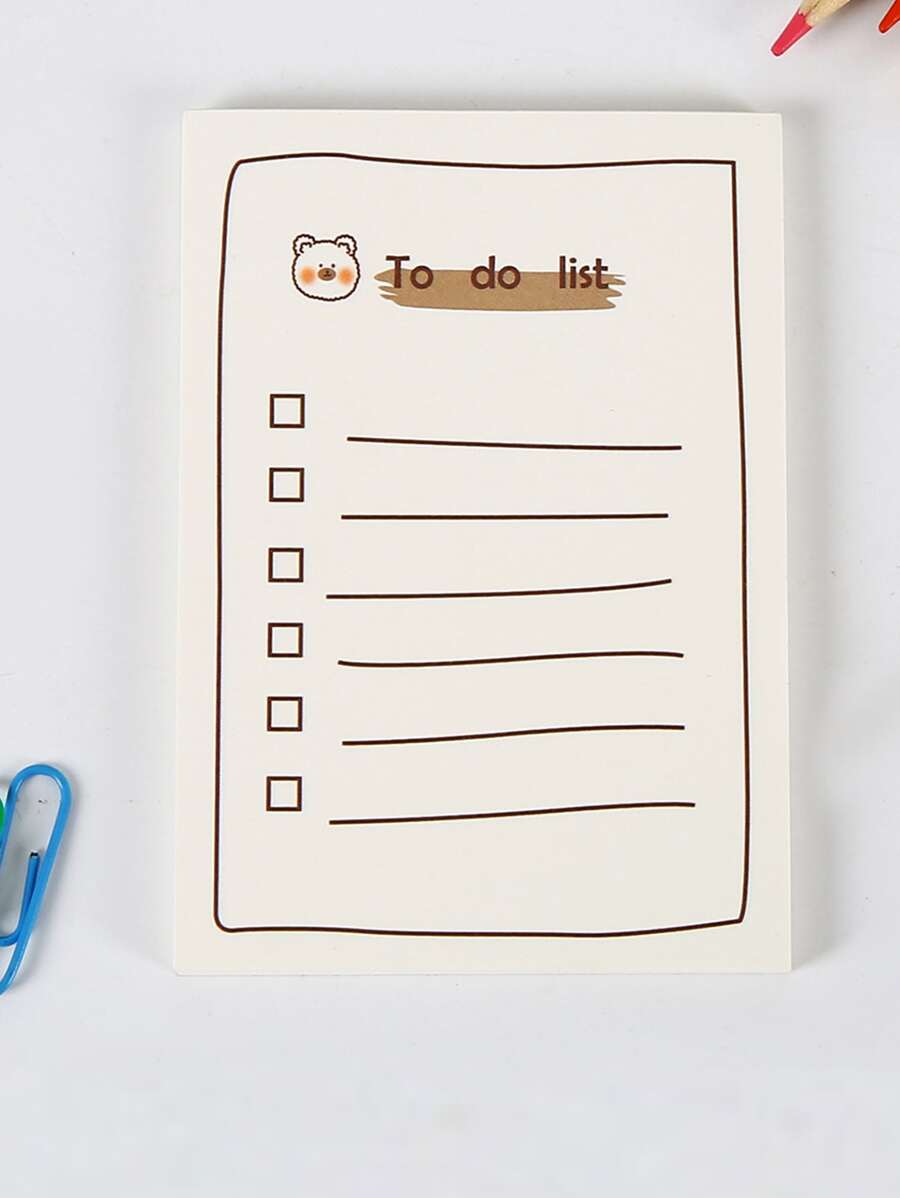 1pc Cartoon Graphic Memo Pad - Orange - View 1