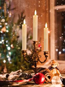 2 chiếc nến không lửa điện tử, ngọn nến trắng đơn giản hình ngọn nến không lửa LED cho bữa tiệc, đám cưới - Màu vàng - Xem 1