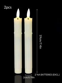 2 chiếc nến không lửa điện tử, ngọn nến trắng đơn giản hình ngọn nến không lửa LED cho bữa tiệc, đám cưới - Màu vàng - Xem 3