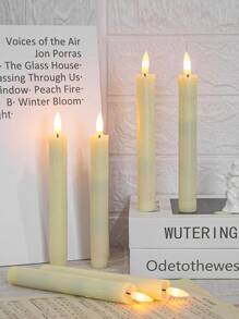 2 chiếc nến không lửa điện tử, ngọn nến trắng đơn giản hình ngọn nến không lửa LED cho bữa tiệc, đám cưới - Màu vàng - Xem 5