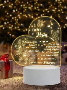 1個溫暖的光明母親節日禮物裝飾夜燈,母親節和感恩節的假日裝飾來自女兒 - 黃色 - 查看 6